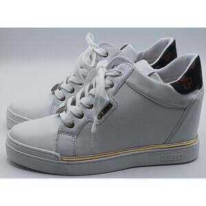 Guess Faster Wedge Booties. Size 9.5m. White/Gold Accents/Black/Brown. $78.